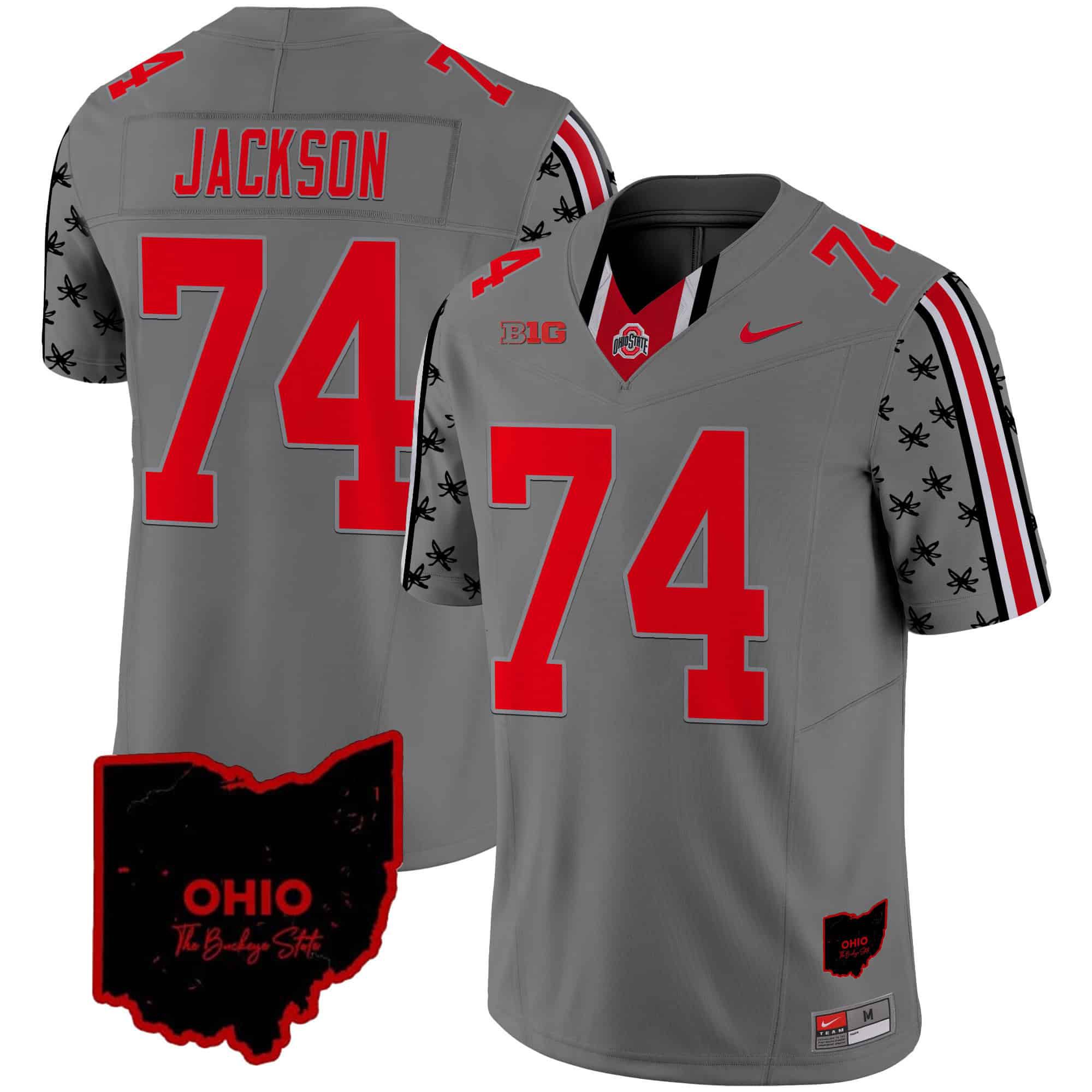 Men Ohio State Buckeyes #74 Jackson Grey 2024 Nike Home Patch Vapor Limited NCAA Jersey